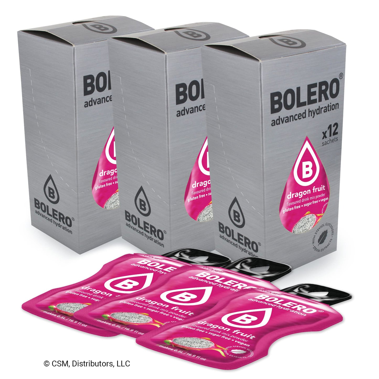 Bolero- Sugar Free Drink Mix Packets Dragon Fruit Flavors | Powdered Flavored Water Packets | 36 Small Sachet On The Go Packets
