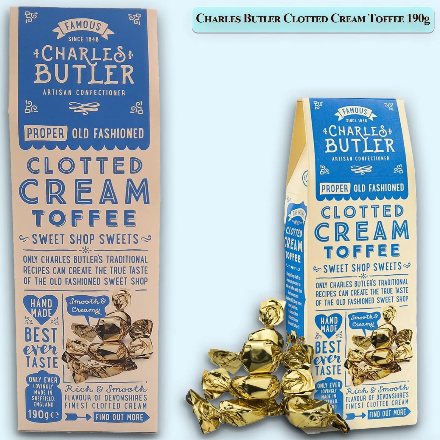 Charles Butler Clotted Cream Toffees | British Old Fashioned Smooth & Creamy Chewy Candy | Made With Devonshire'S Finest Clotted