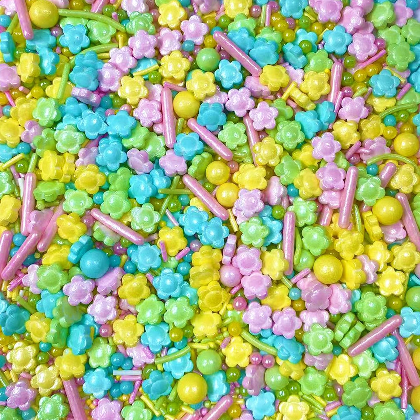 Sentovac Flowers Sprinkles Edible Spring Sprinkles Pink Yellow Blue Green Mix for Cake Decorating Candy Cupcake Cake Topper Cook