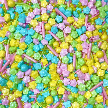 Sentovac Flowers Sprinkles Edible Spring Sprinkles Pink Yellow Blue Green Mix for Cake Decorating Candy Cupcake Cake Topper Cook