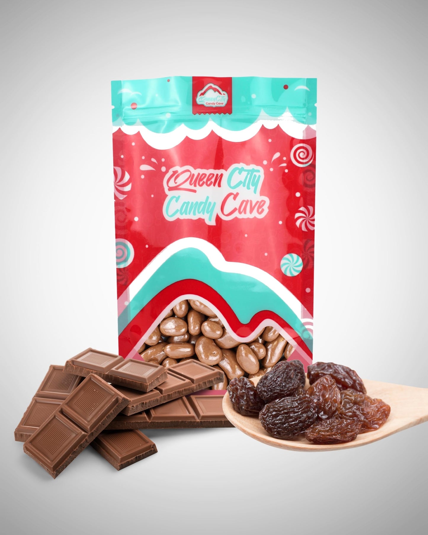 QUEEN CITY CANDY CAVE Milk Chocolate Covered Raisins, 1 Pound, Light Brown, Juicy and Plump Chocolate Raisins