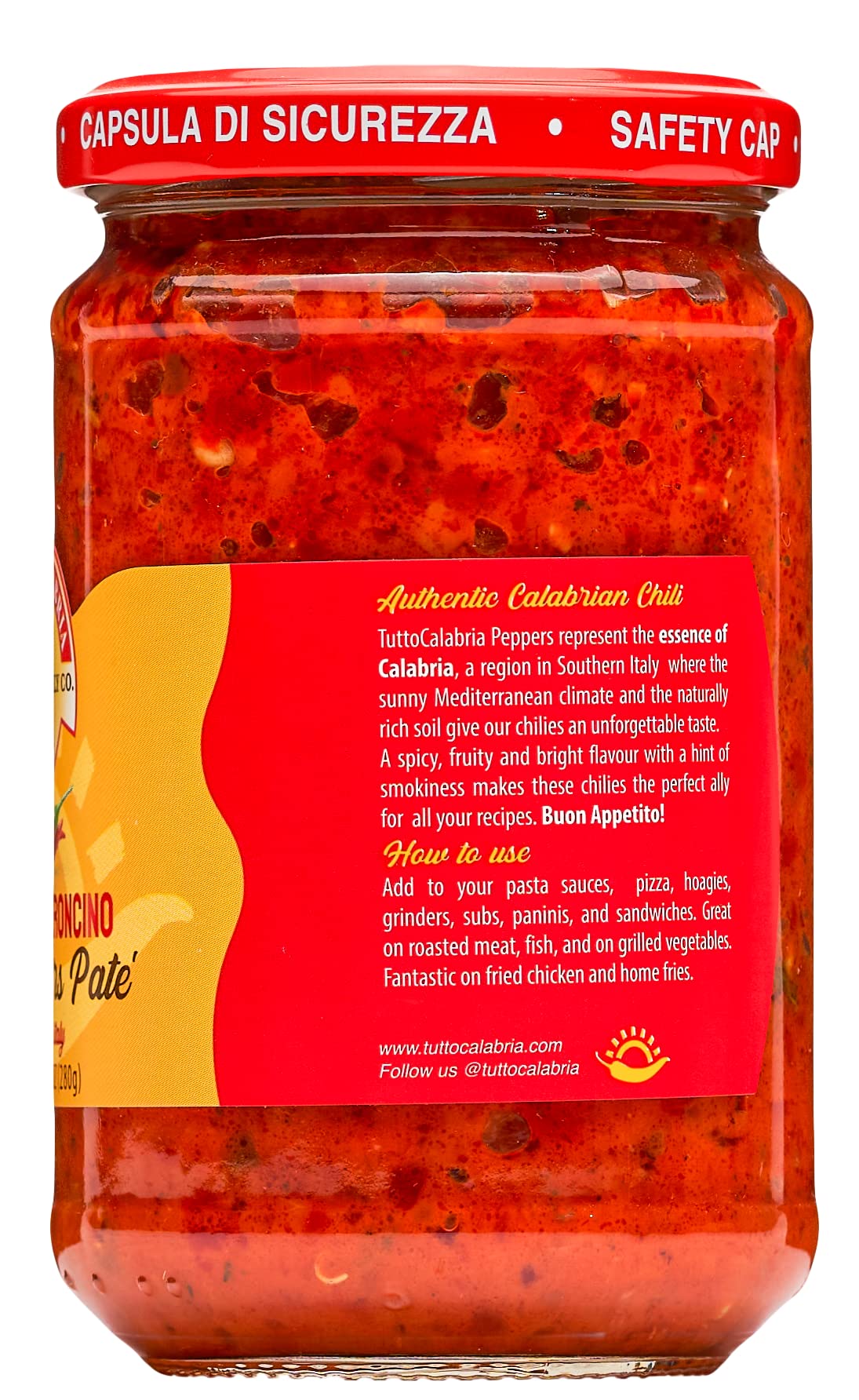 Pate Crushed Calabrian Chili Pepper Pate', Smoother textured version of our Crushed Pepper Paste, 10 oz, TuttoCalabria