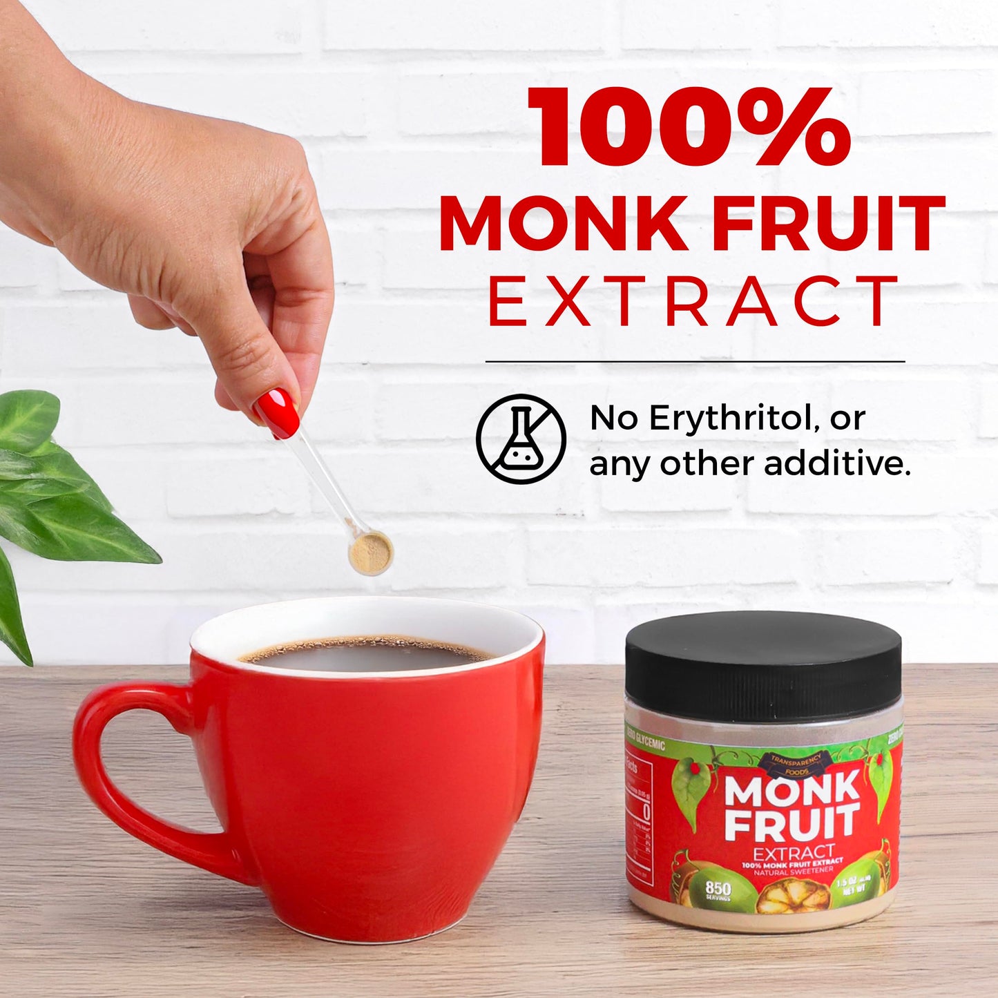Transparency Foods Monk Fruit Sweetener, 100% Pure, Zero Calories, Non-GMO, 3oz (1700 Servings)