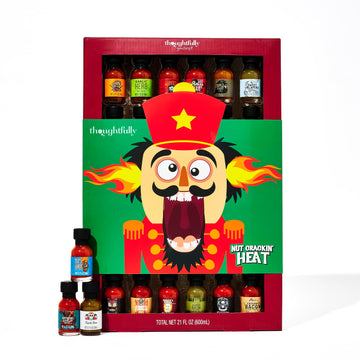Thoughtfully Gourmet Holiday Hot Sauce Sampler Gift Set, 30-Pack With Unique Flavors Like Garlic Herb & Apple Spirit-Inspired Flavor, Festively Wrapped For Christmas