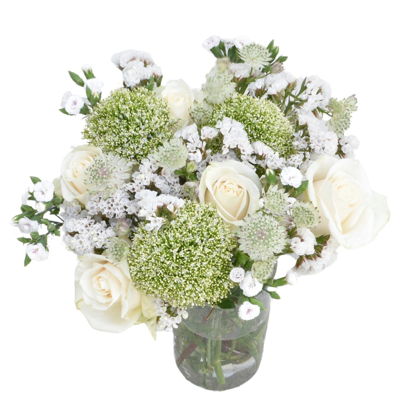 Serenity | White  Cream Fresh Flower Arrangement with Vase | Arabella Bouquets | Flowers for Delivery  Sympathy
