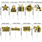 Gyufise 36Pcs Happy 70Th Birthday Cupcake Toppers Glitter Black Gold Seventy Hello 70 Vintage 1955 Cupcake Picks Cheers To 70 Ye