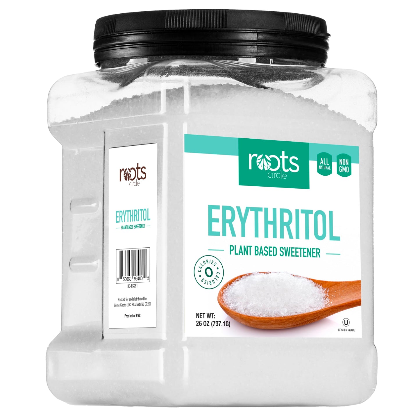 Roots Circle Erythritol Sweetener - Zero Calorie, Keto Friendly, Non-GMO, Gluten-Free, 26 Ounce (Pack of 1)