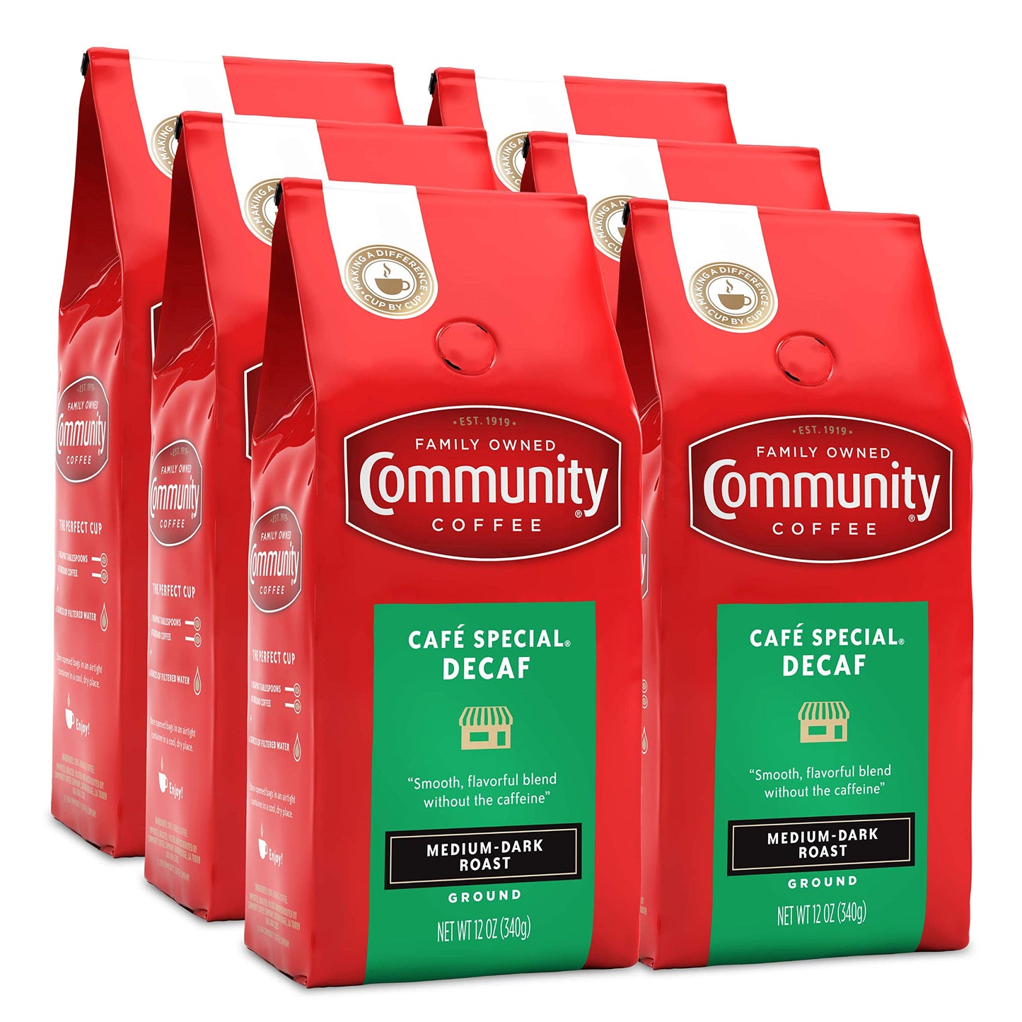 Community Coffee Cafe Special 72 Ounce  Decaffeinated Ground Coffee  12 Ounce (Pack of 6)