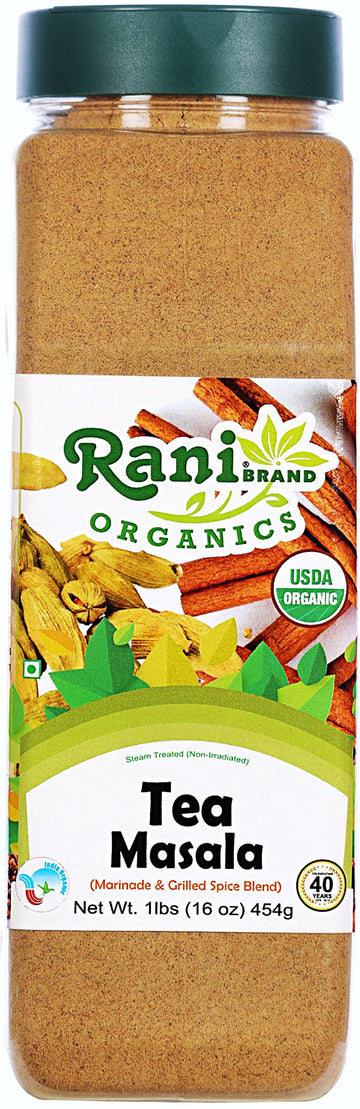 Rani Organic Tea (Chai) Masala Indian Spice Blend 16oz (1lb) 454g PET Jar ~ All Natural | Vegan | Gluten Friendly | NON-GMO | In