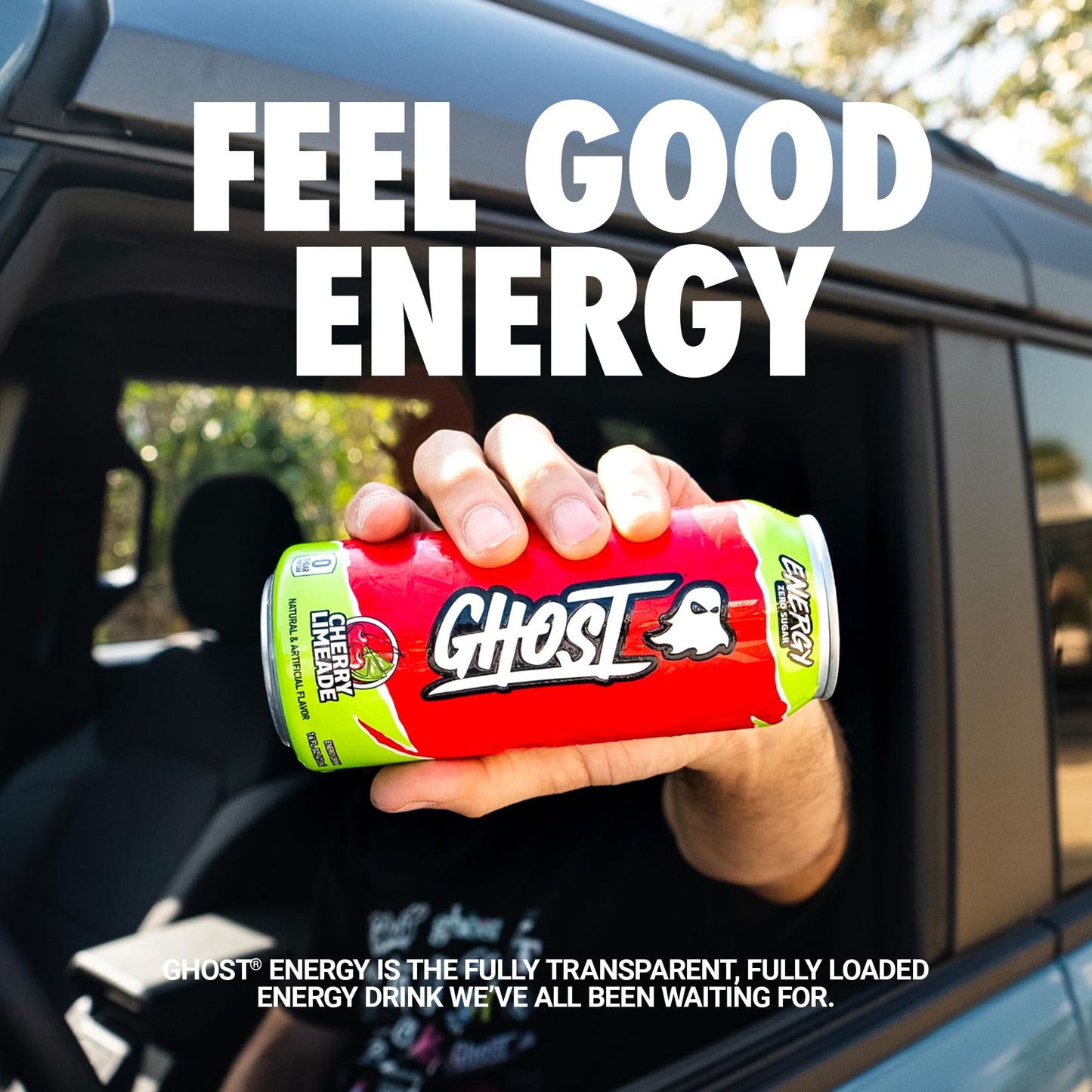 GHOST Energy Drink - Cherry Limeade - 12-Pack, 16oz - Gluten-Free, Vegan, 200mg Natural Caffeine