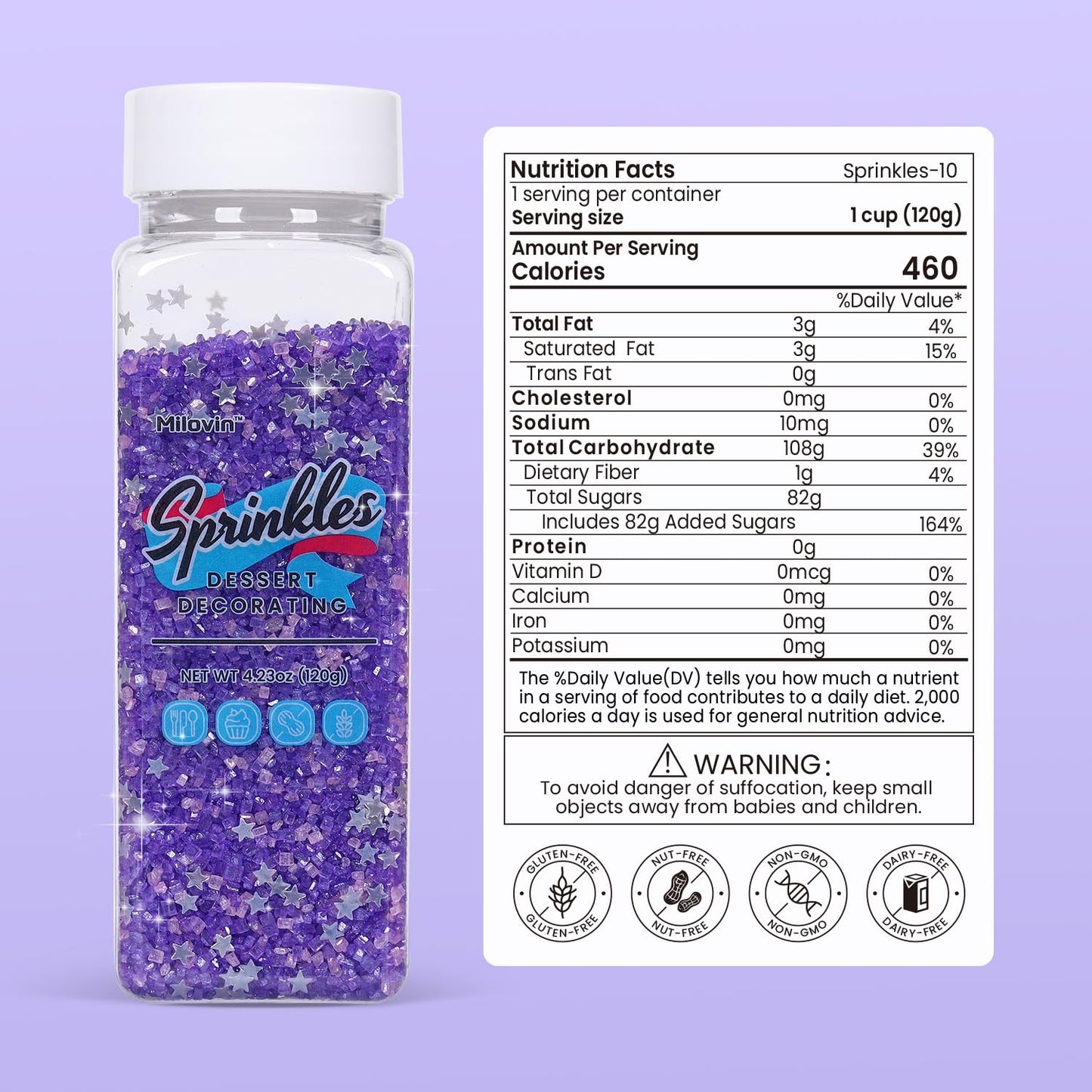 Purple Sanding Sugar For Baking, Pink Sanding Sugar, Sanding Sugar Metallic Silver Glitter Mix, Shimmer Silver Star Sprinkles, P