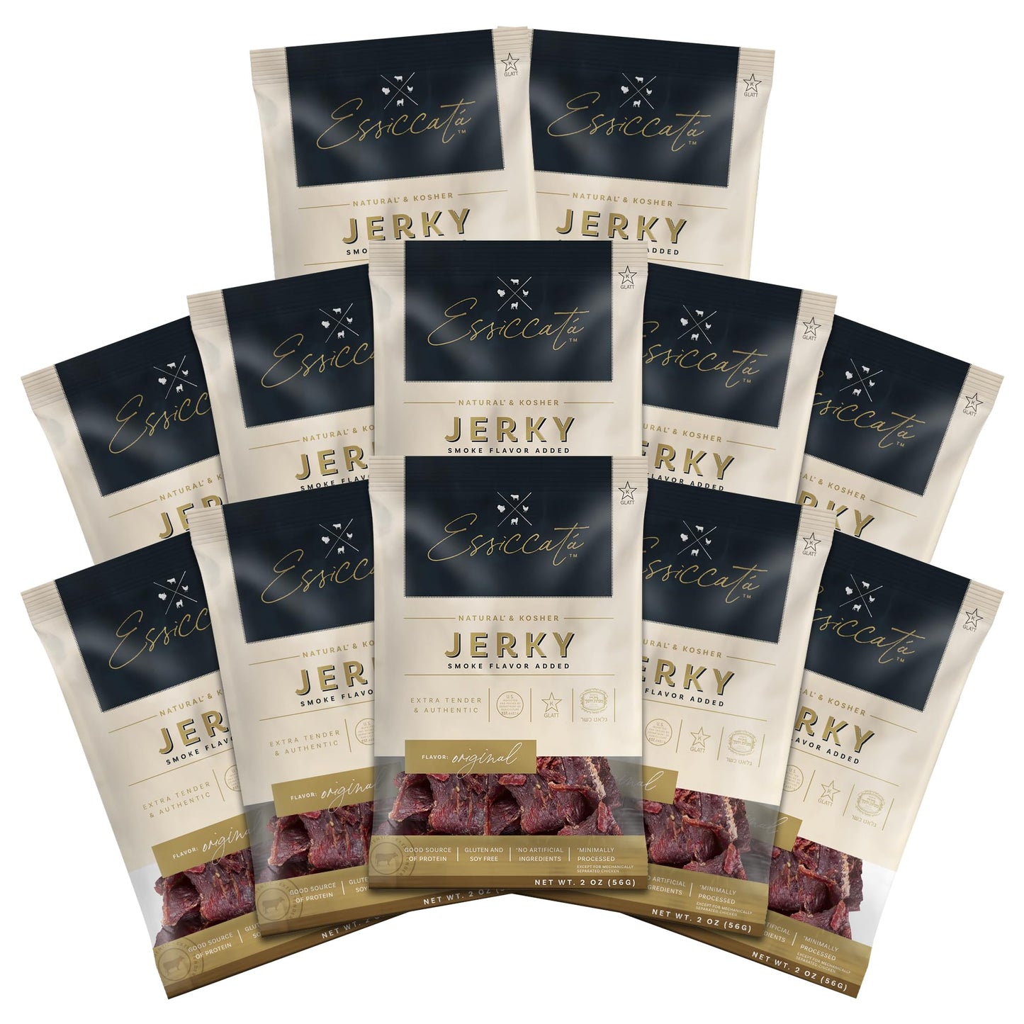 Premium Aufschnitt Beef Jerky - Extra Tender, Low Sodium, Grass Fed - 12 Pack, Original Flavor