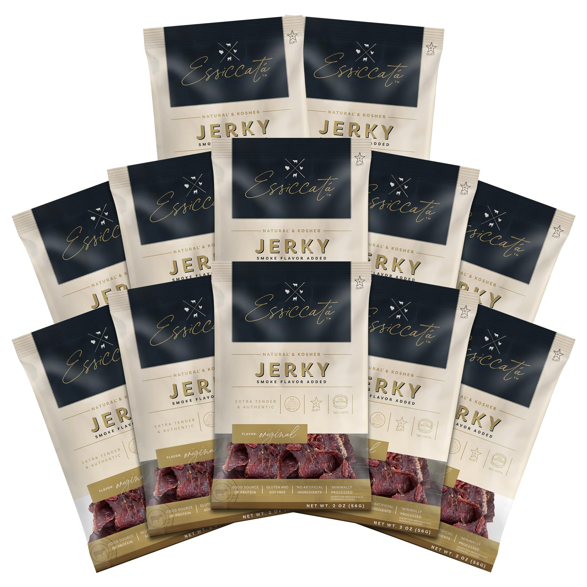 Premium Aufschnitt Beef Jerky - Extra Tender, Low Sodium, Grass Fed - 12 Pack, Original Flavor