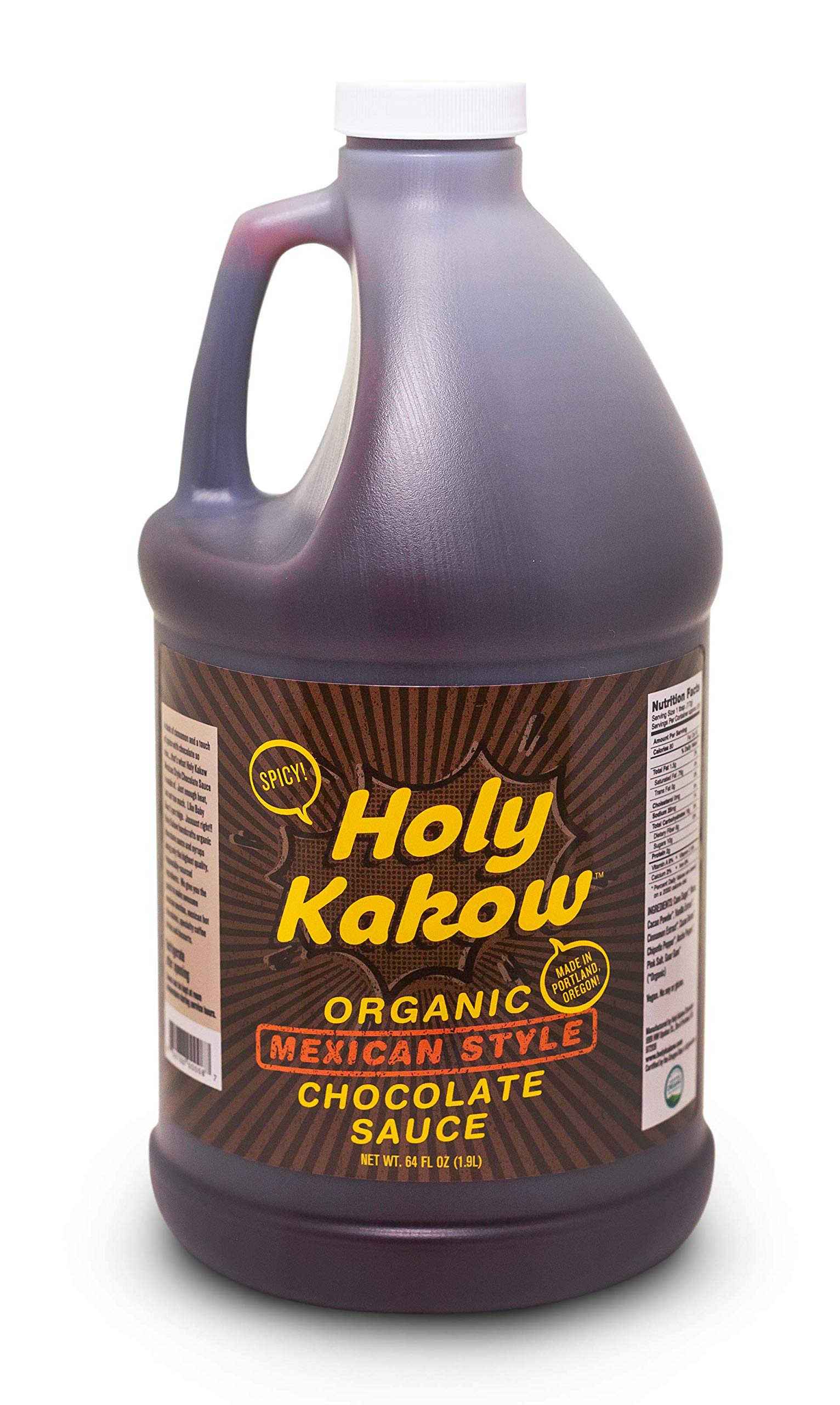 Holy Kakow Organic Chocolate Syrup - Mexican Style, Chocolate Syrup, Chocolate Sauce, Organic Chocolate Sauce, Add To Mochas, Waffles, & Ice Cream, Real Food Ingredients, Specific Flavor - 64Oz