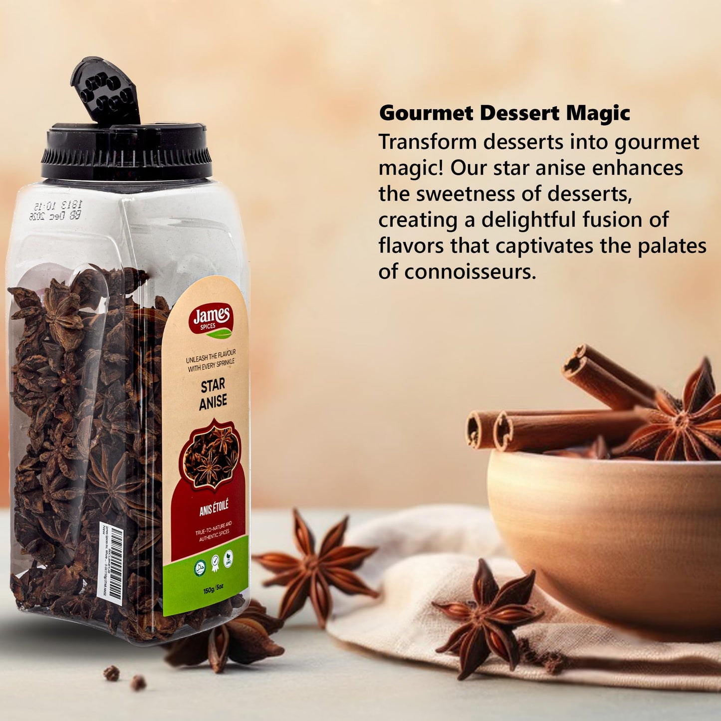 James Spices Inc. Black Pepper (5Oz (150G) - Star Anise Whole)