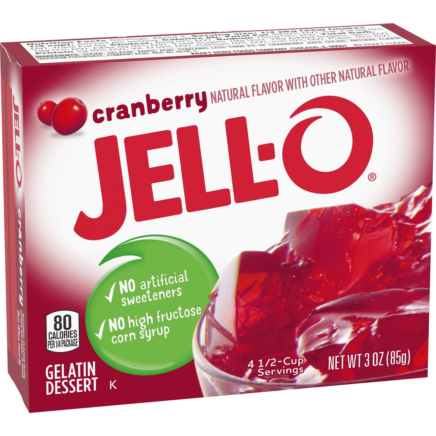 Jell-O Cranberry Gelatin Mix 3 Ounce Box (Pack of 6)