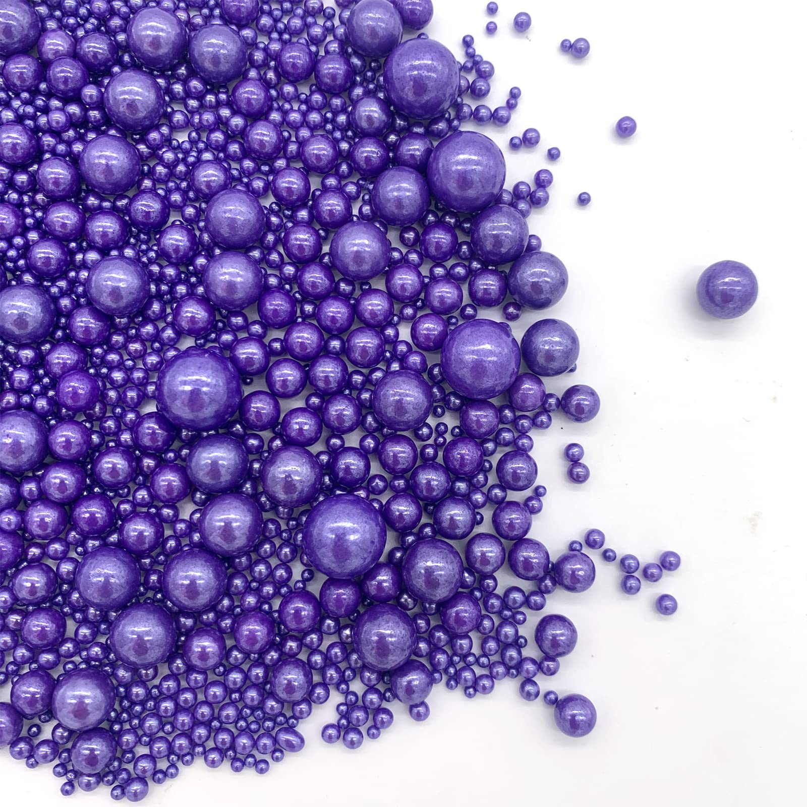 Weraru Edible Purple Pearl Sugar Sprinkles Candy Mixing Size Baking Edible Cake Decorations Cupcake Toppers Cookie Decorating Ce