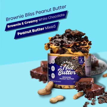 Rainbow Nut Butter Brownie Peanut Butter, Creamy White Chocolate Peanut Butter Mixed With Chocolate Sauce And Chunks Of Fudgy Br