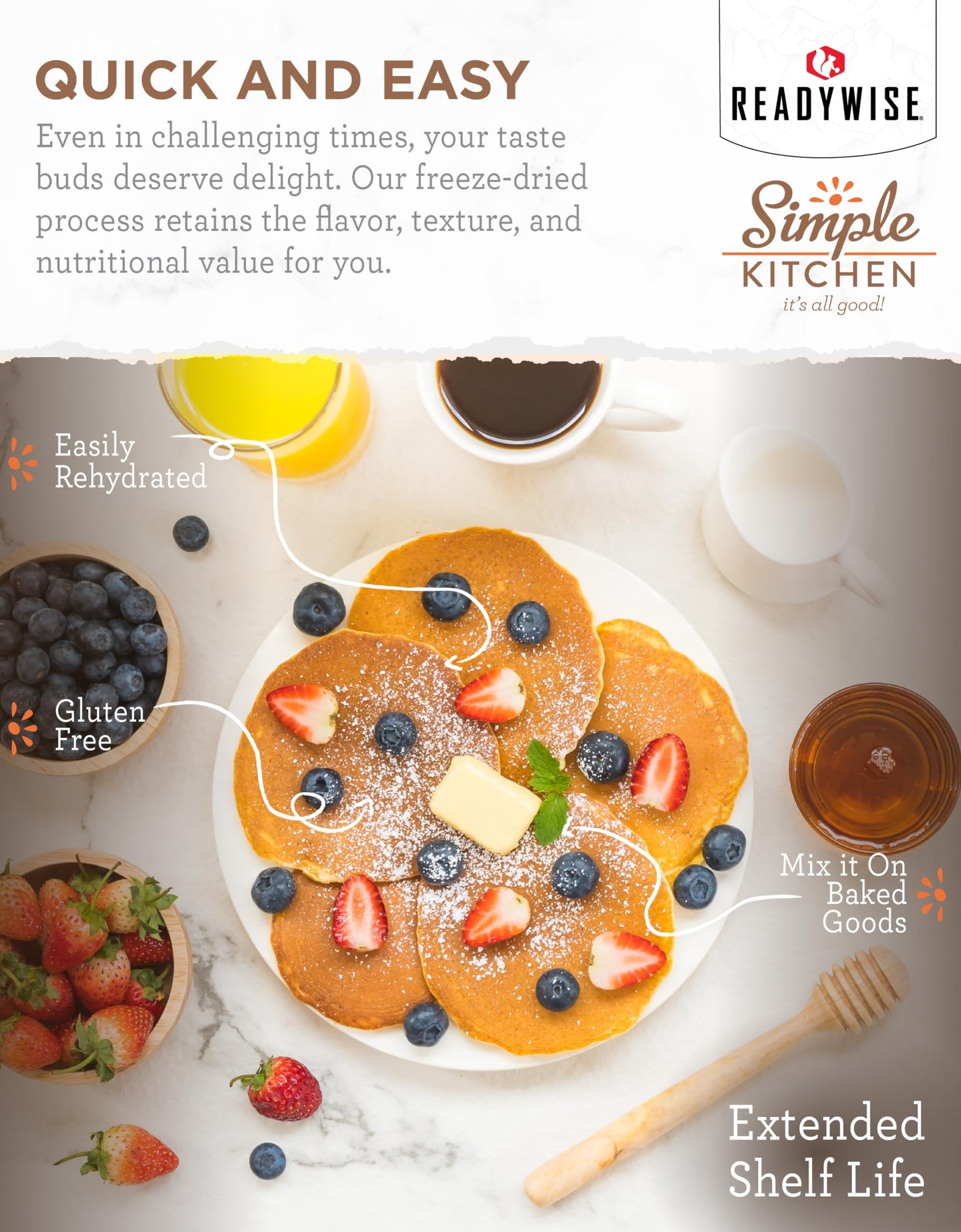 READYWISE - Simple Kitchen, Pancake Mix, 20 Servings, Emergency Food Supply, Canned, Survival Food, Baking Supplies, Pancakes, a