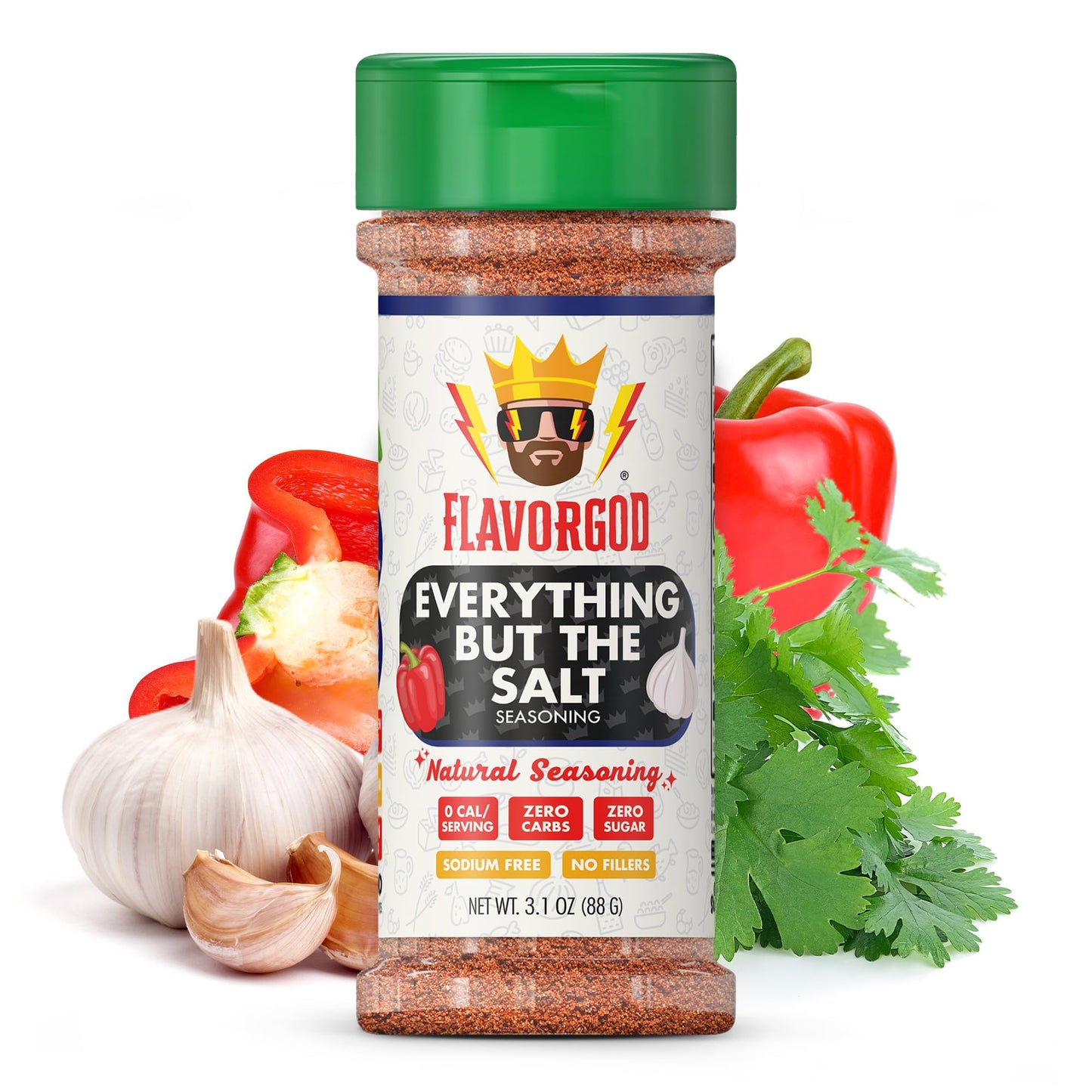 No Salt Seasoning  Everything but the Salt Seasoning by Flavor God  No Sodium  Natural  Garlic  Chili & Black Pepper  Salt Substitute  Salt Free  Spices with Flavor  Low Sodium Vegan  Popcorn  Pasta