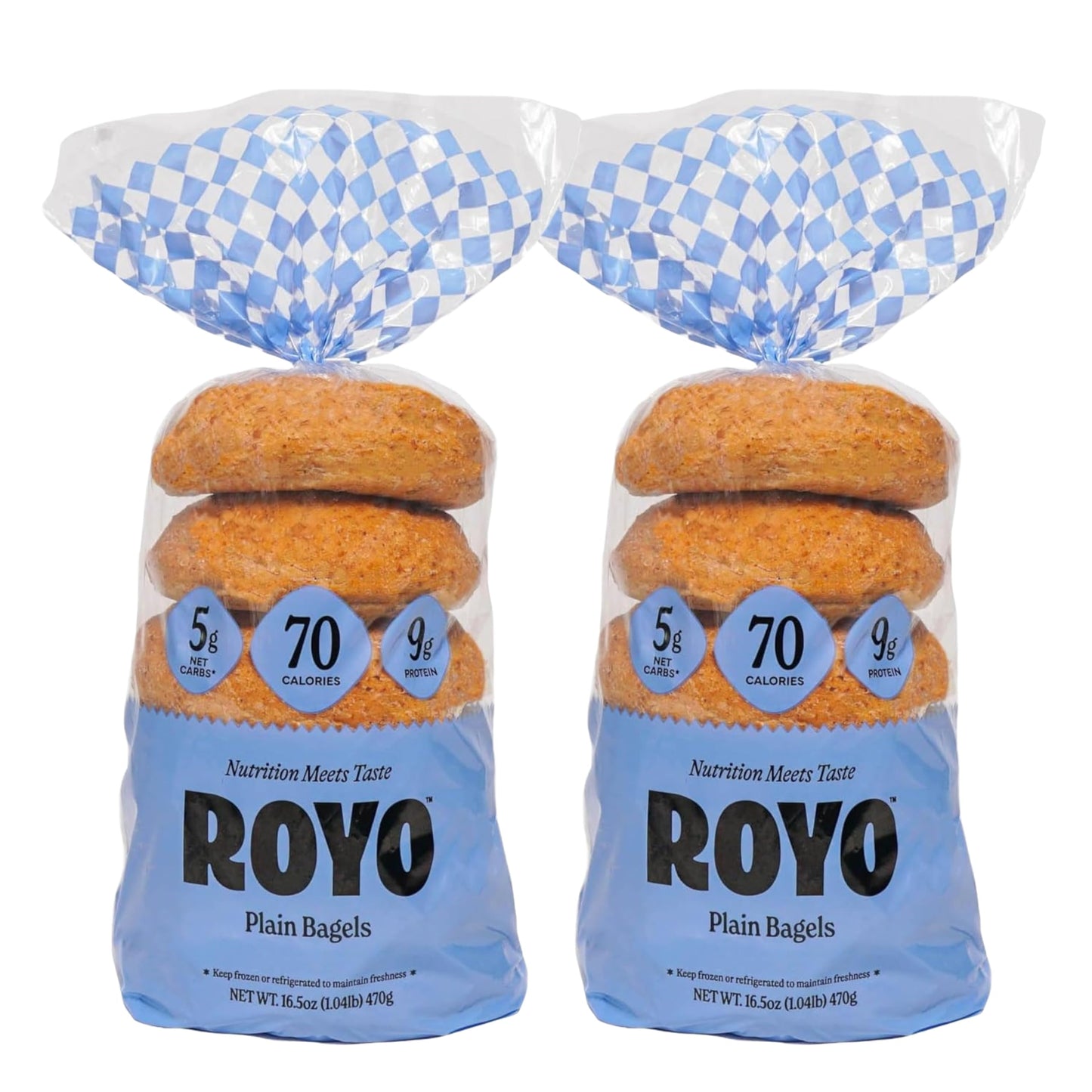 ROYO BREAD CO. NON-Assorted 2-Pack Low Carb Artisan Bread and Bagels  30-80 Calories (Plain Bagels)