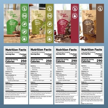 Dozy Oats Overnight Oatmeal Packets  10-Pack Sampler Box with Chia Seeds  Gluten-Free  Natural Source of Protein and Fiber  10-Pack and Jar