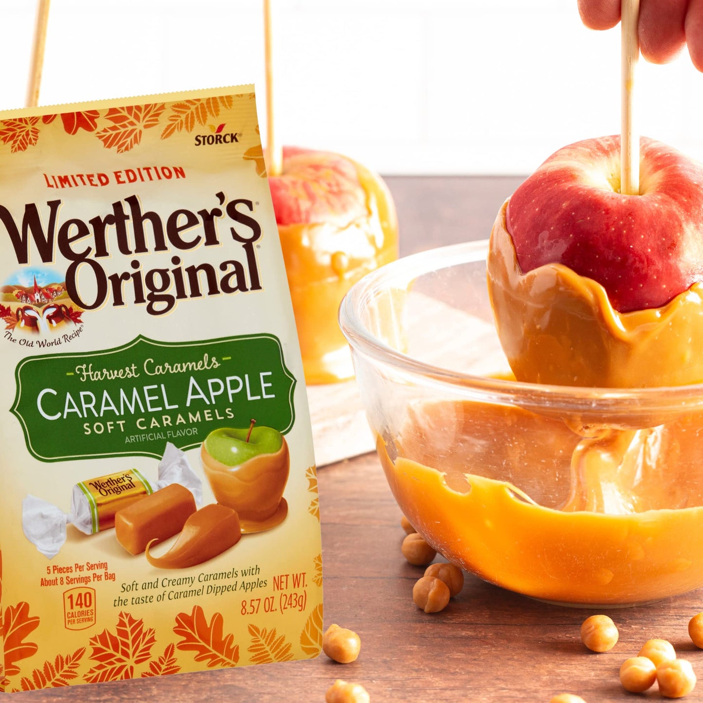 Pumpkin Spice And Caramel Apple Original Soft Caramels, Individually Wrapped Sharable Fall Flavored Candies, 8.57 Ounce Bags, Pa
