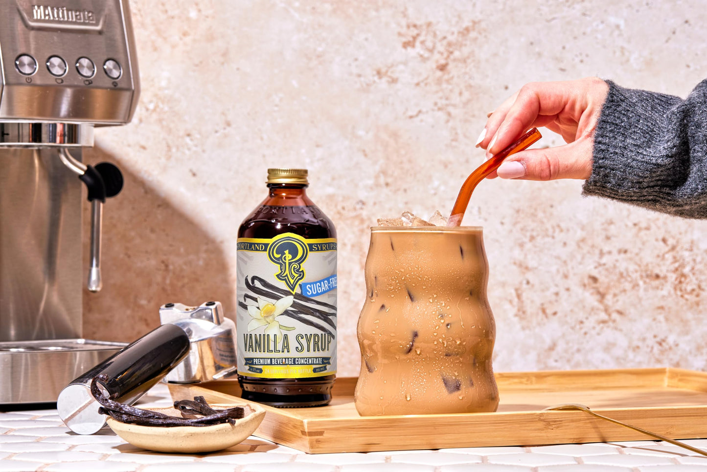 Portland Syrups Sugar-Free Vanilla Syrup - Smooth Creamy Classic Vanilla for Lattes, Cold Brew, Iced Tea, Smoothies, Desserts, N