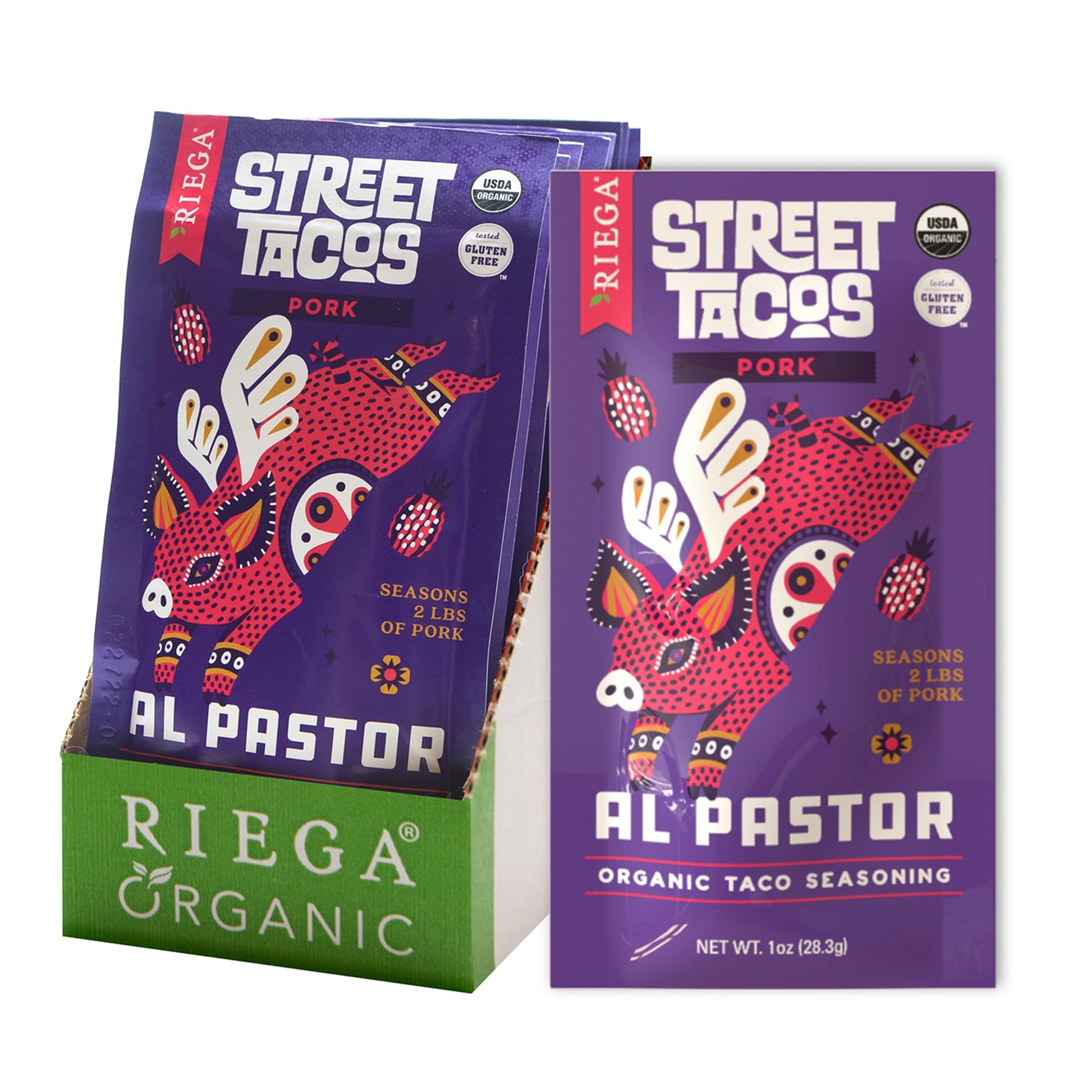 Riega Organic Al Pastor Street Taco Seasoning, Perfect Mix For Authentic Al Pastor Pork Tacos (Al Pastor, 1 Ounce (Pack Of 8))