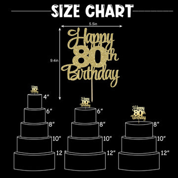 Happy 80Th Birthday Cake Topper - 80Th Anniversary Cake Topper,Happy 80Th Birthday Cake Topper,80 Cake Topper Gold,80Th Birthday