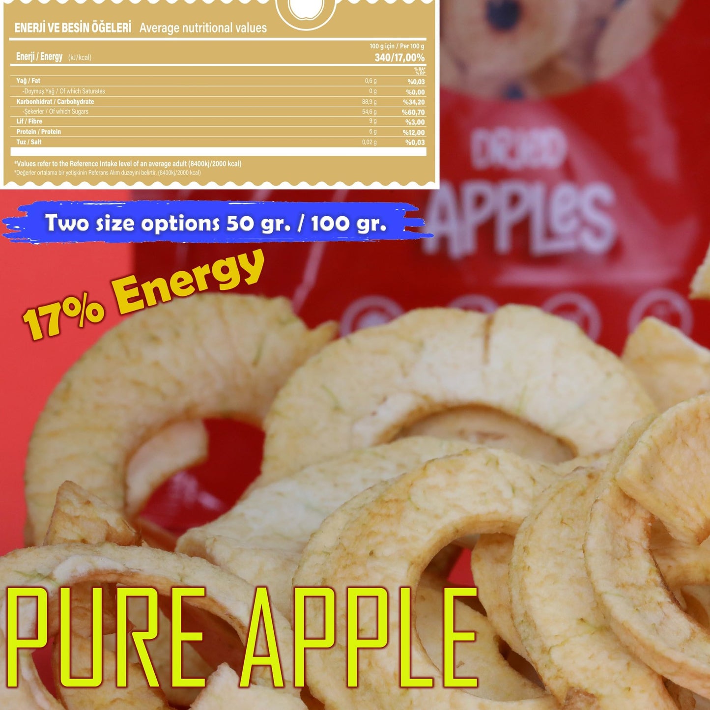 Sunny Crisps Dried Apples No Sugar Added 1.76 Oz - Chewable Dried Apple Slices For Potpourri - Ring Shaped Dehydrated Apple Slic