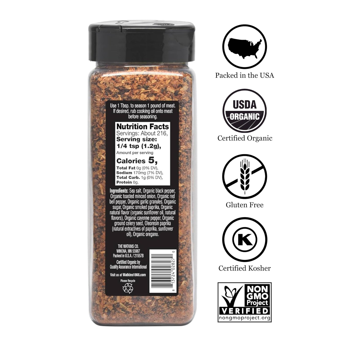 Watkin'S Organic Premium Grilling Hamburger Seasoning, 9.1 Oz