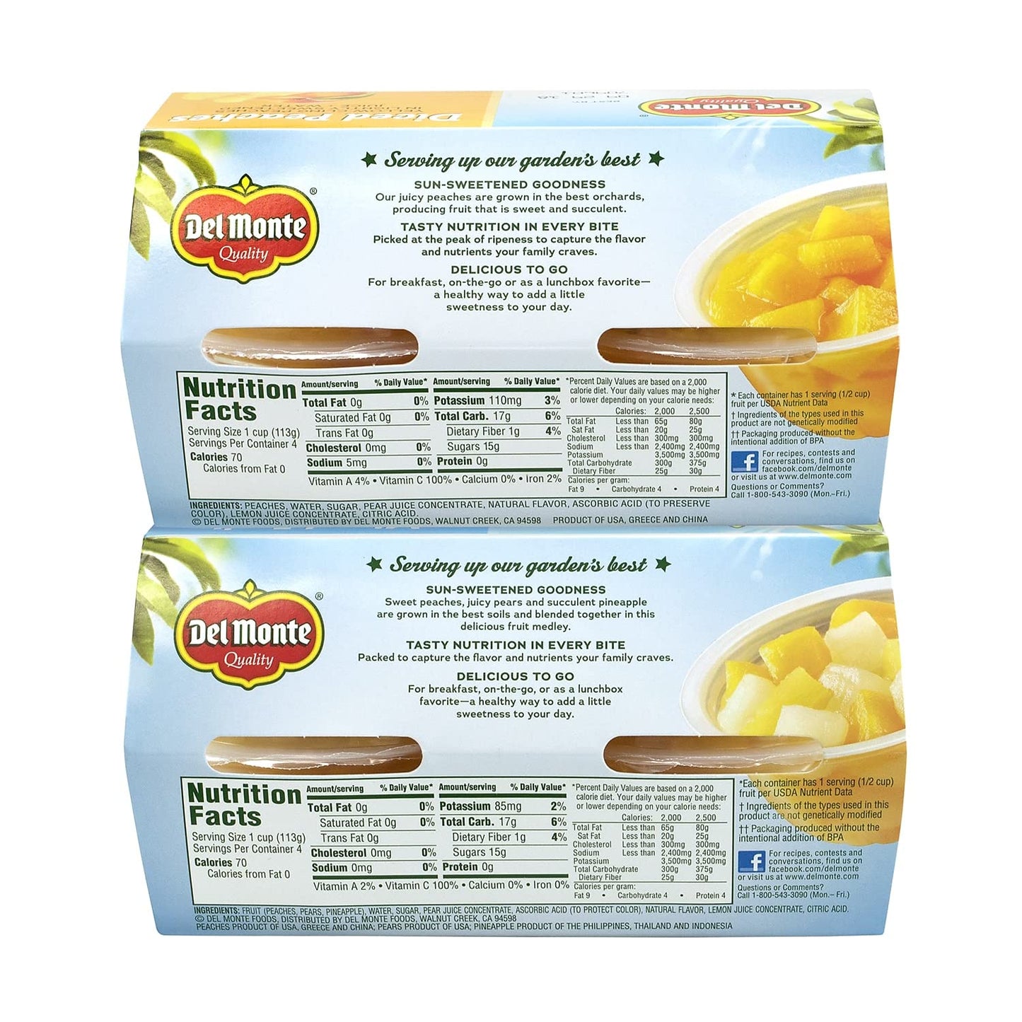 Del Monte Diced Peaches & Mixed Fruits Cup, 4 oz., 16/Pack (220-00744)