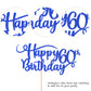 Rssta i Happy 60th Birthday Cake Topper Glitter Number 60, Deep Blue, Paper, Model XM223