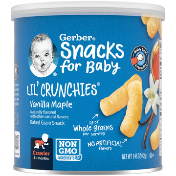 Gerber Graduates Little Crunchies Whole Grain Corn Snacks Variety Pack, 1.48 Ounce (Vanilla Maple, Pack Of 2)