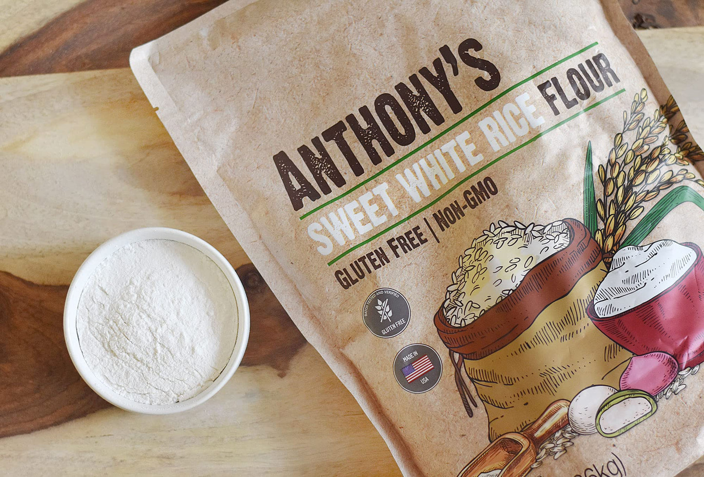 Anthonys Sweet White Rice Flour, 3 lb, Glutinous Rice Flour, Gluten Free, Non GMO, Product of the USA