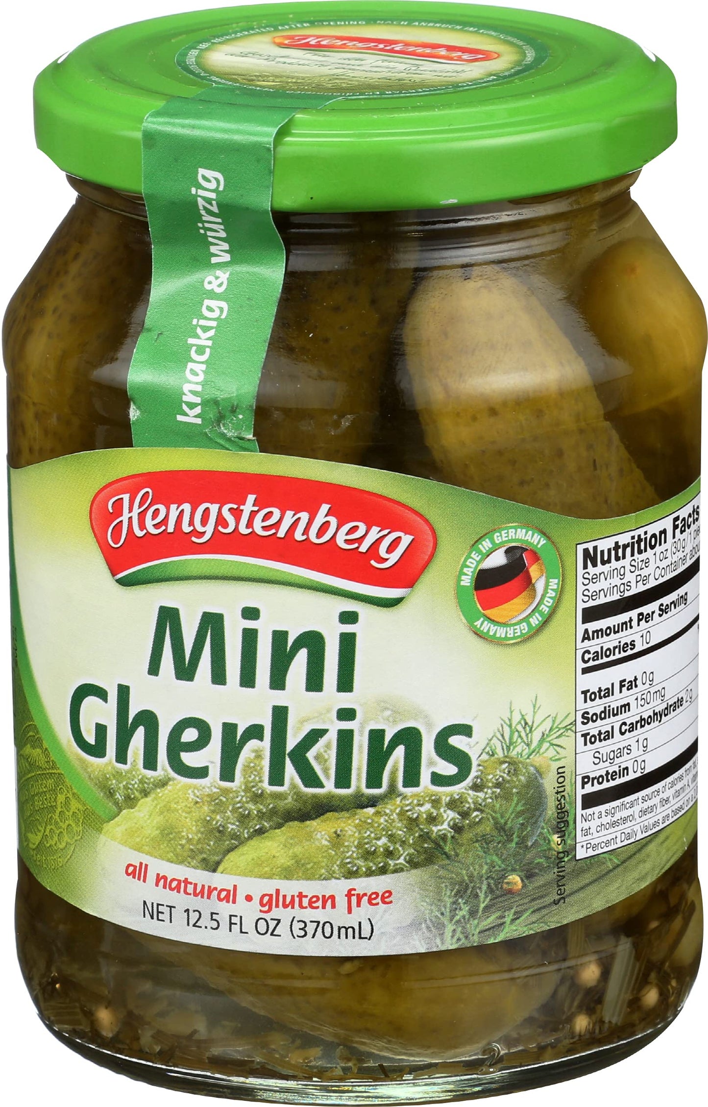 Hengstenberg Pickle Gherkins Mini, 12.5 Oz