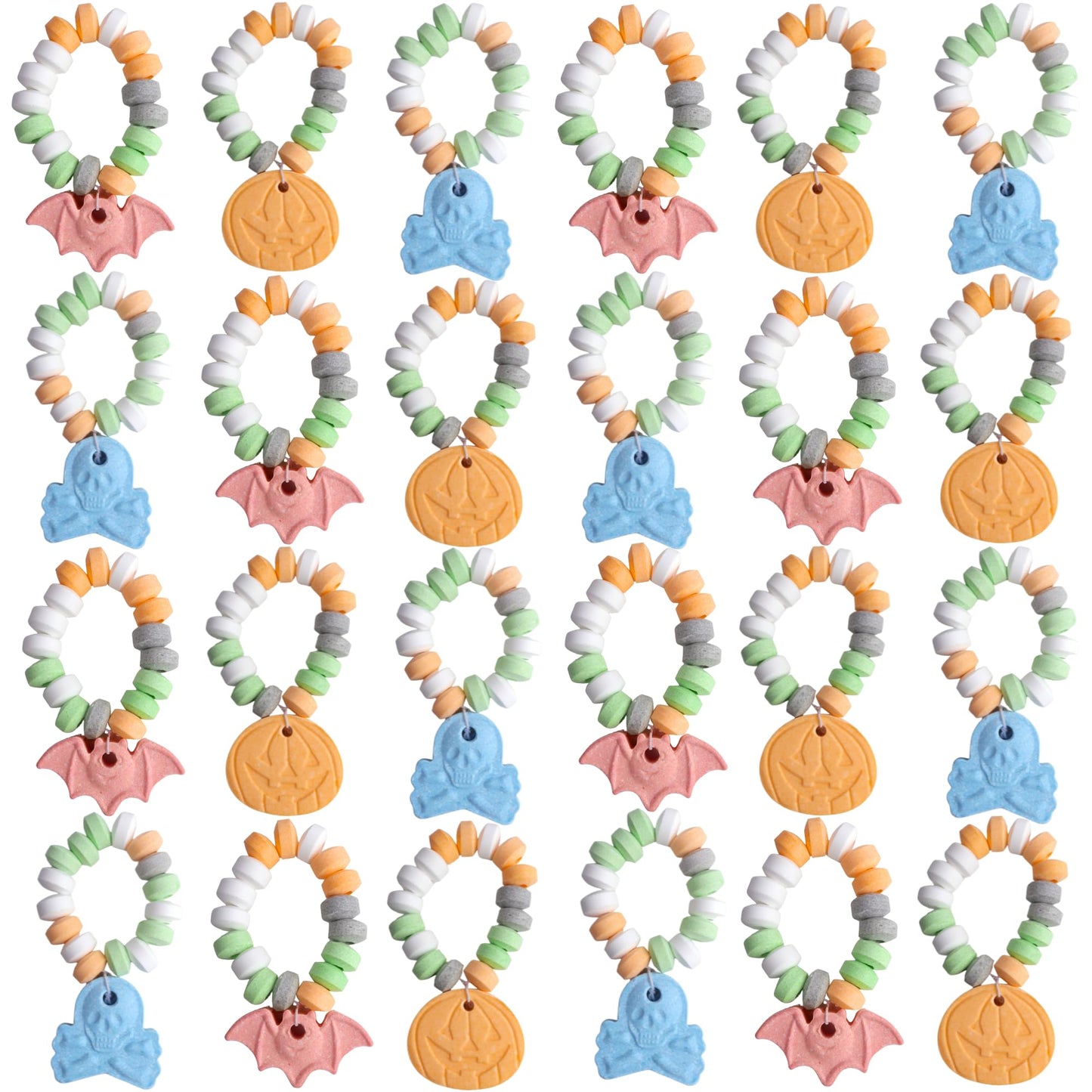 Halloween Candy Bracelets  Individually Wrapped Trick or Treat Pass Out Candies  Assorted Spooky Shapes  24 Count