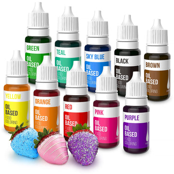 Upgraded Oil Based Food Coloring For Chocolate, 10 Colors Oil Food Coloring For Candy Melts, Nomeca Edible Food Dye For Baking Cake Decorating Cookies Icing Fondant Meringues - .35 Fl. Oz Bottles