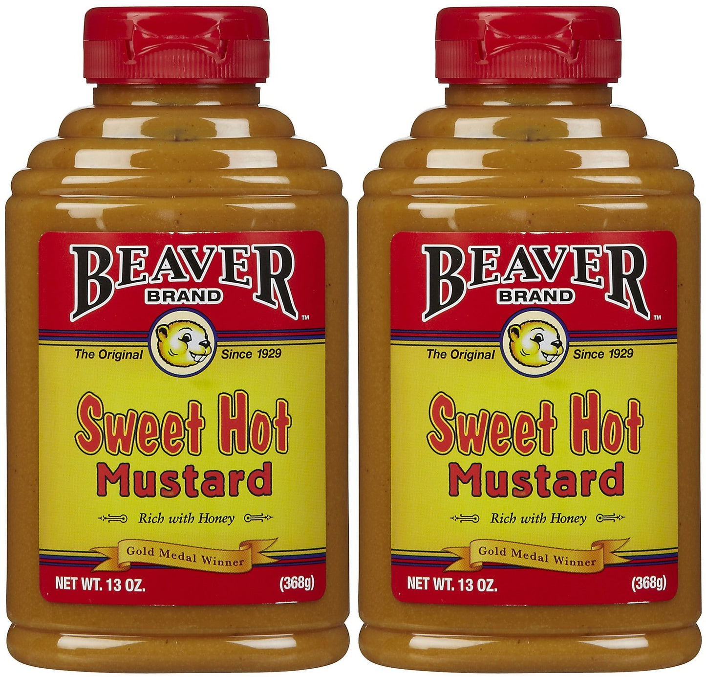 Beaver Brand Sweet Hot Mustard, 13 oz Squeezable Bottles, 2 pk