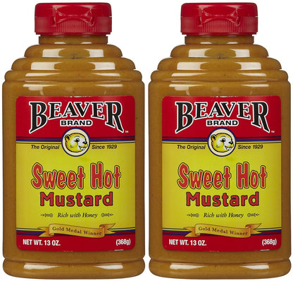 Beaver Brand Sweet Hot Mustard, 13 oz Squeezable Bottles, 2 pk