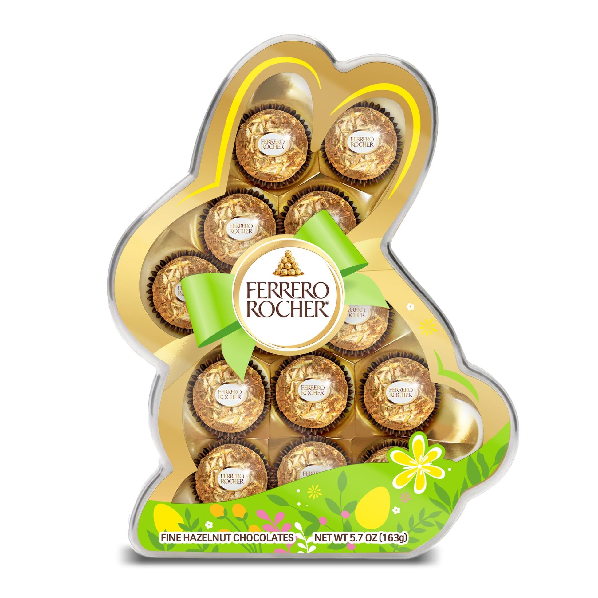 Ferrero Rocher, 13 Count, Premium Gourmet Milk Chocolate Hazelnut, Individually Wrapped Candy for Gifting in a Bunny-Shaped Box,