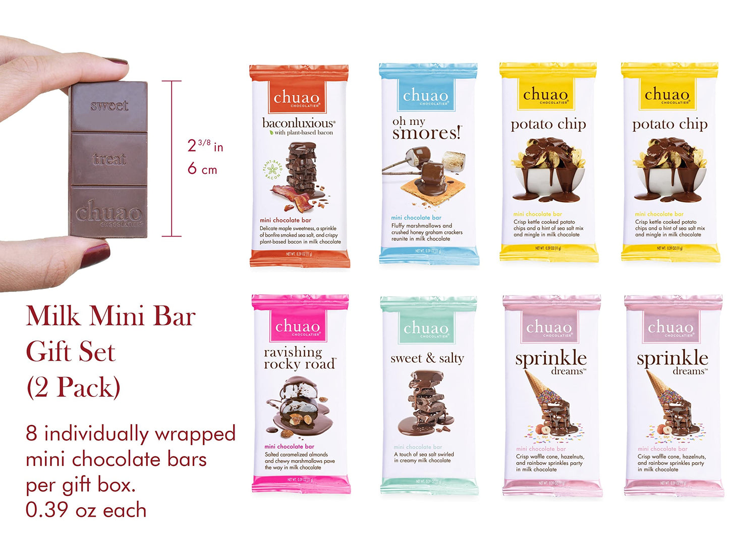 Chuao Chocolatier Milk Chocolate Mini Gift Box | Gourmet Chocolate Assorted Bars European No Preservatives | For Gift Baskets, Christmas, Valentines Day, Birthday, Thank You, Care Package | 16 Pieces