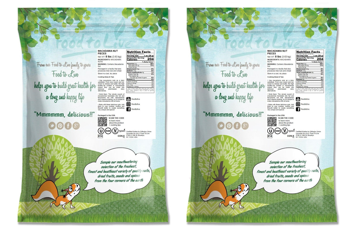 Food To Live Macadamia Nut Halves & Pieces, 16 Pounds - Raw, Shelled, Unsalted, Kosher, Vegan, Bulk. Keto Snack. Good Source Of