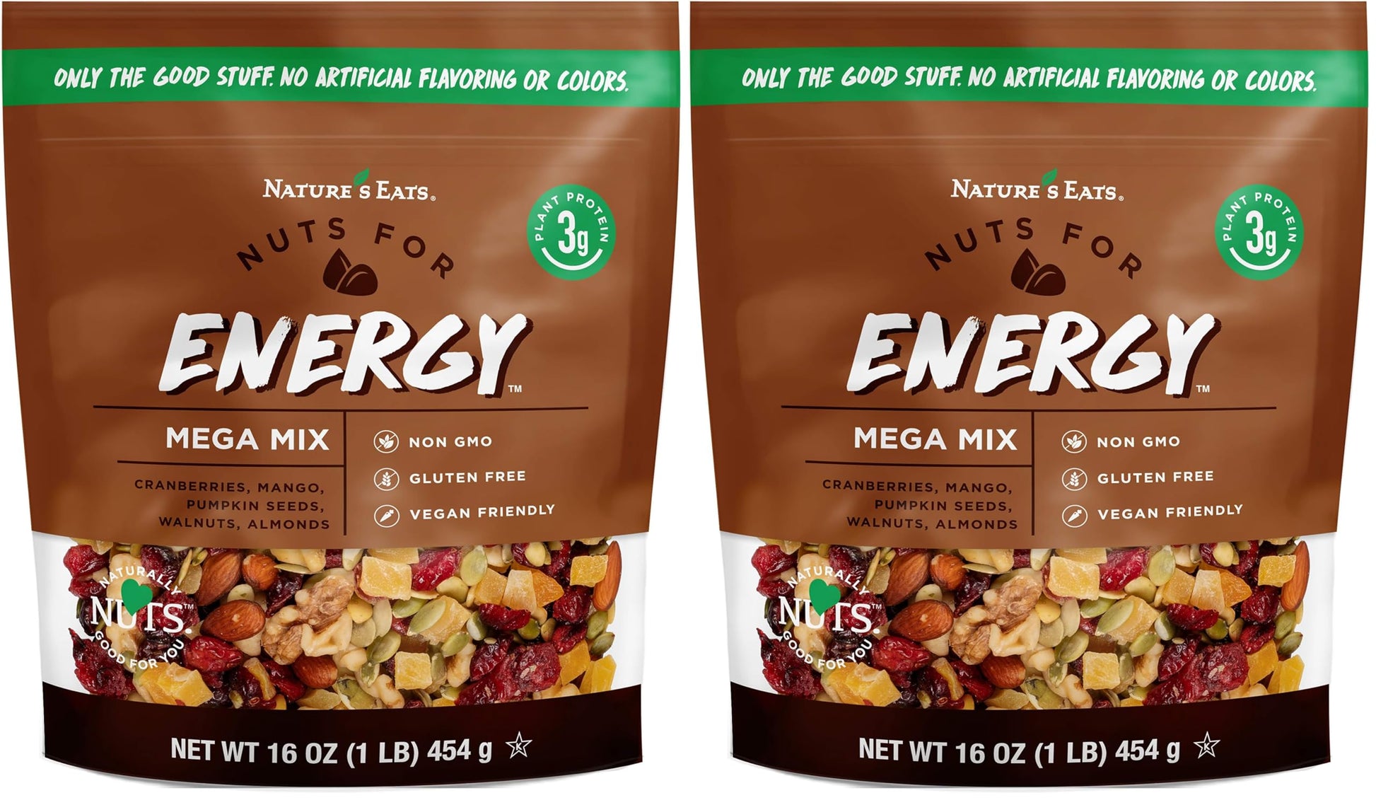 Nature s Eats Nuts for Energy Mega Trail Mix, Oz Assorted 16 Ounce (Pack of 2)
