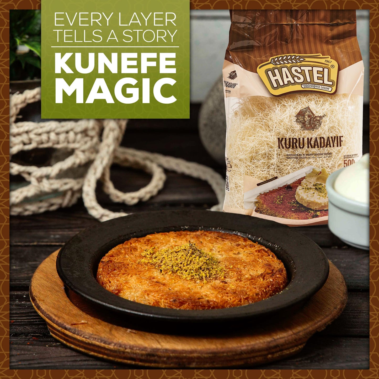 Hastel Premium Dried Kataifi Shredded Fillo Dough 1.1 Lb (500 Gr) Perfect For Viral Dubai Chocolate Bar Pistachio Kunafa Knafeh
