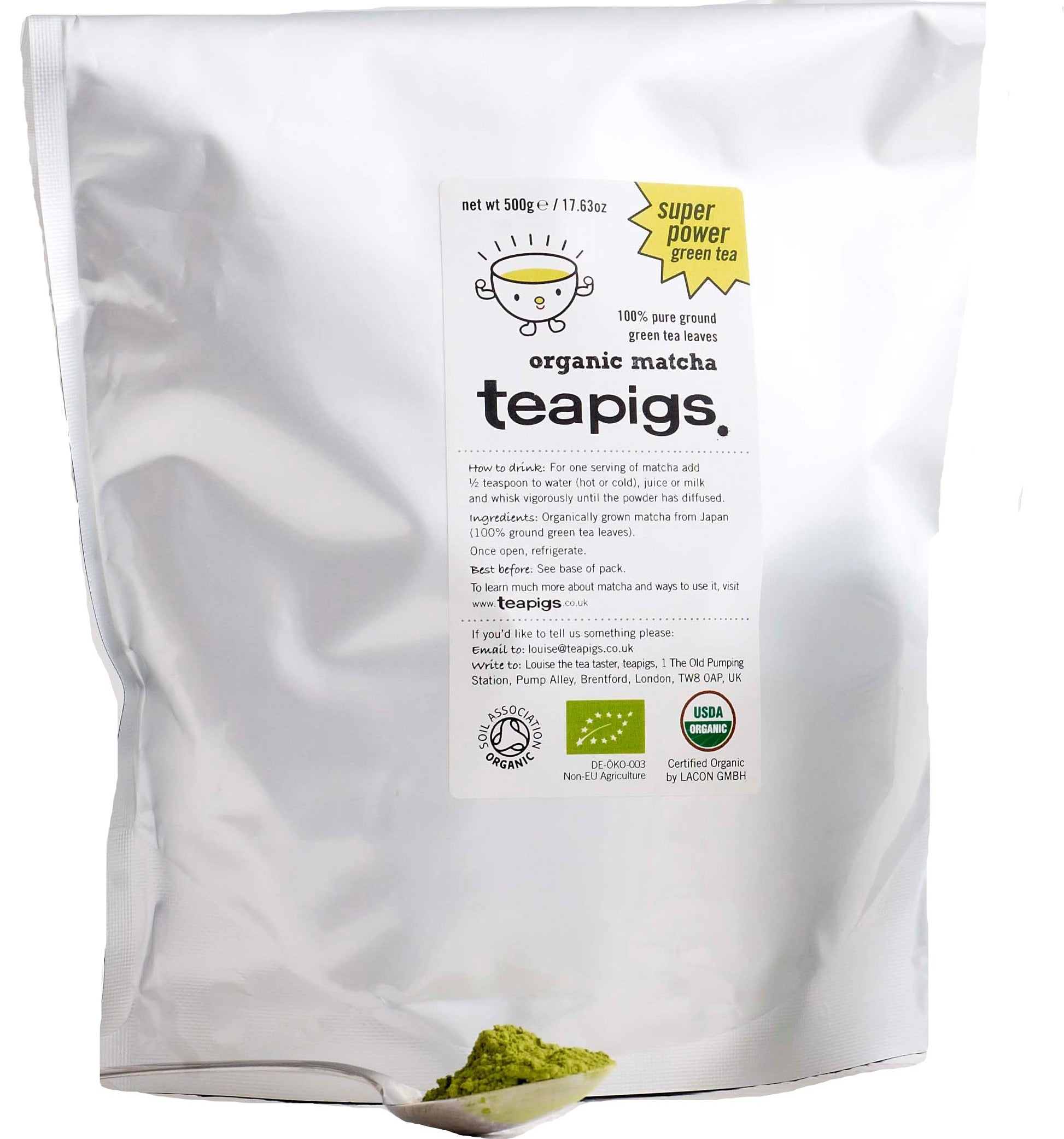 Teapigs Organic enhanced Grade Matcha  500 Gram