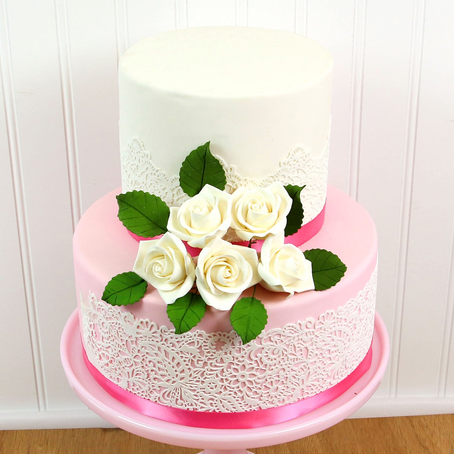 Global Sugar Art Peace Rose Sugar Cake Flowers - White, 2 Inch, 8 Count, Model 37823 by Chef Alan Tetreault