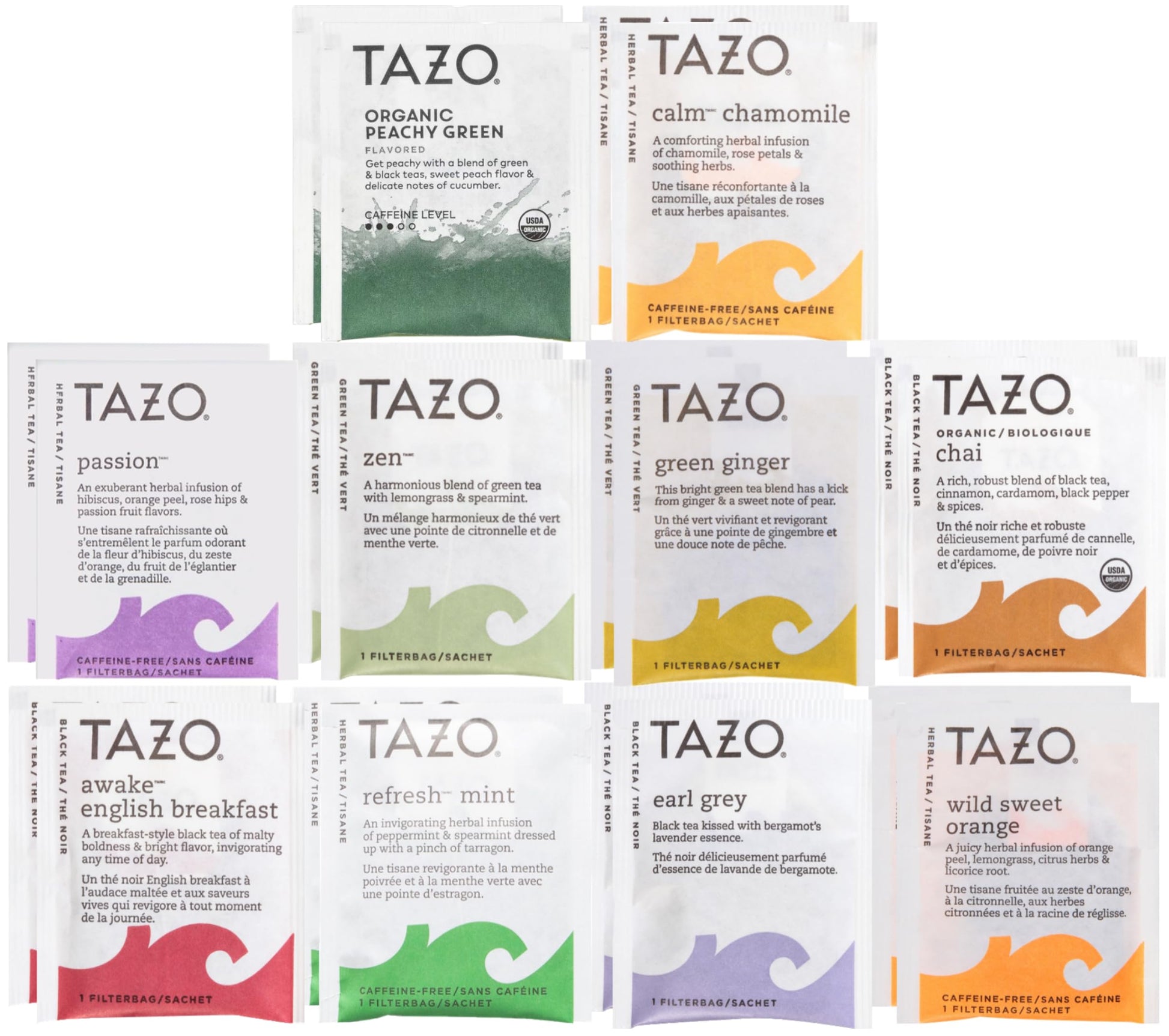TAZO Tea Bags Sampler Gift Box, 20 Count, 10 Different Flavors