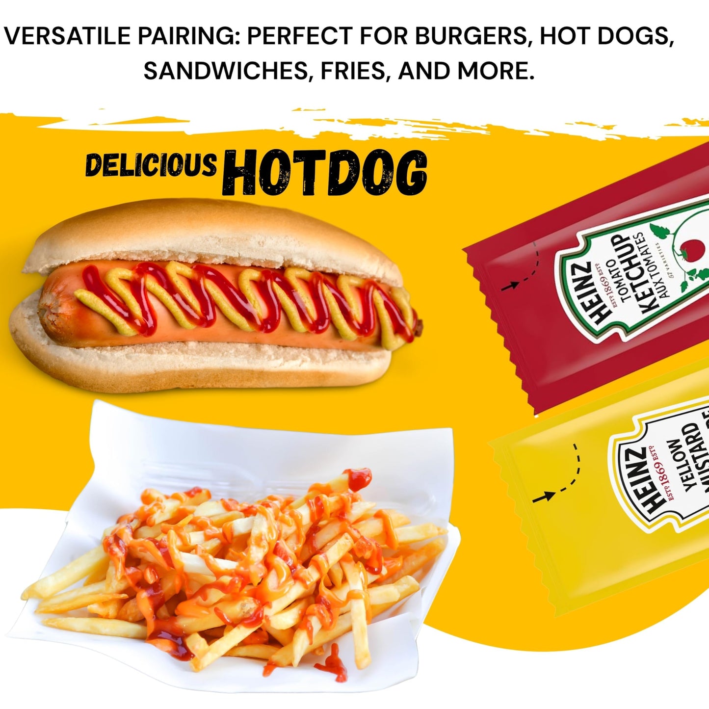 Heinz Condiment Packets Ketchup and Mustard (100 Total; 50 Each Flavor)